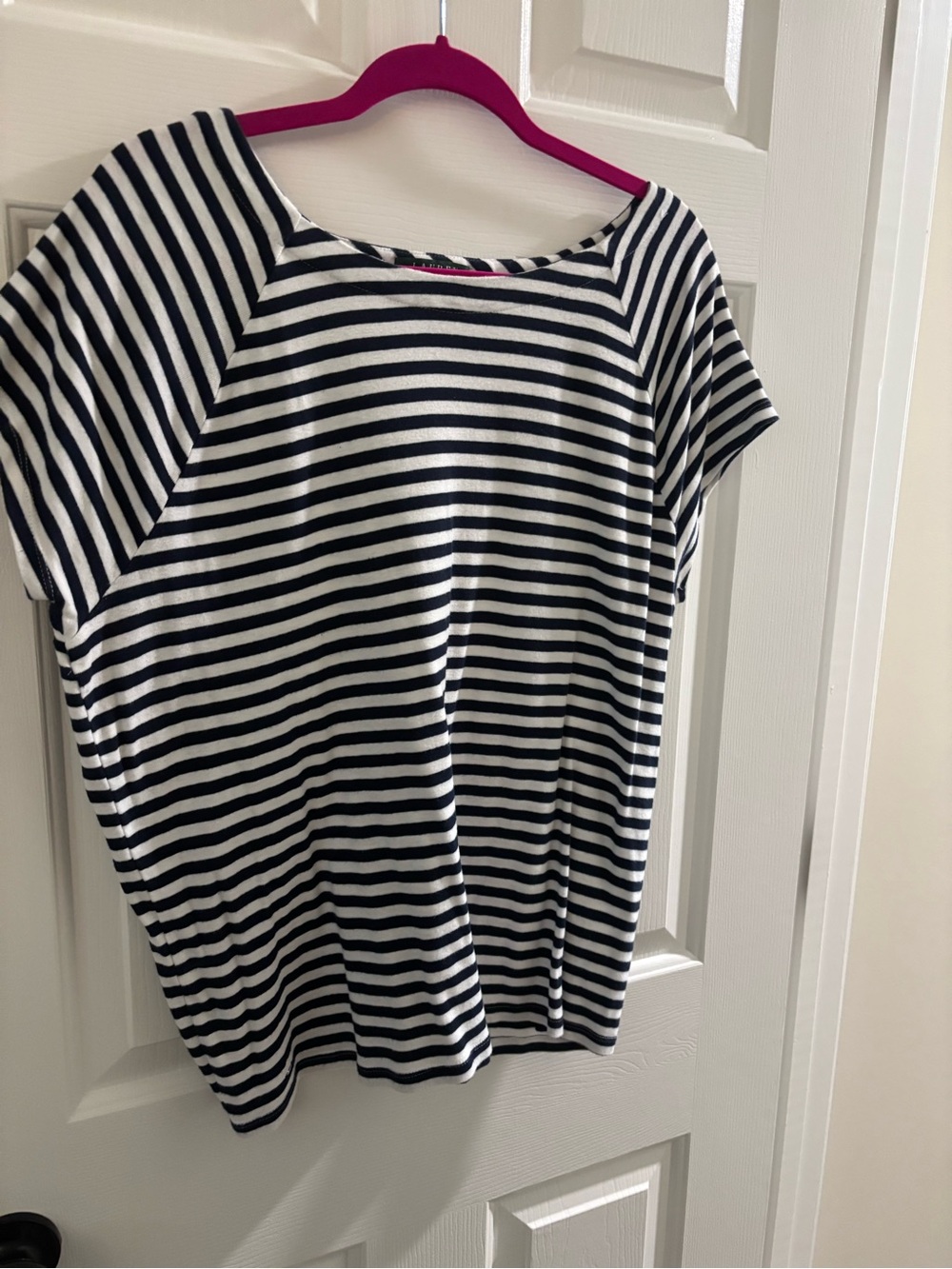 Ralph Lauren Navy and White Striped Short Sleeve Tee